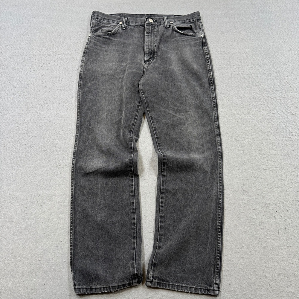 Wrangler Jeans Men's 34x30 Black Faded Denim Cowboy Cut Slim Fit Cotton Western